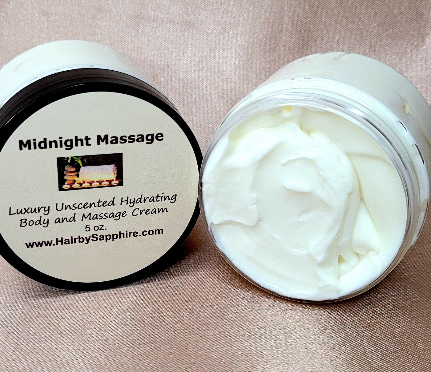 Midnight Massage luxury unscented hydrating body and massage cream. after shower body moisturizer. moisturizing body cream. hypoallergenic body hand and face cream